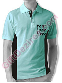 Designer Aqua Blue and Black Color Company Logo T Shirts